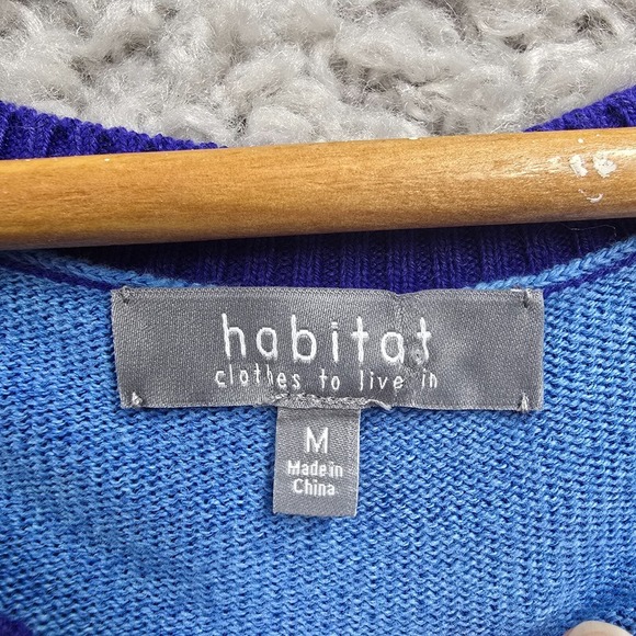 Habitat Sweater Womens Medium Blue Long Sleeve Pullover Stretch Knit Cotton - Picture 4 of 12